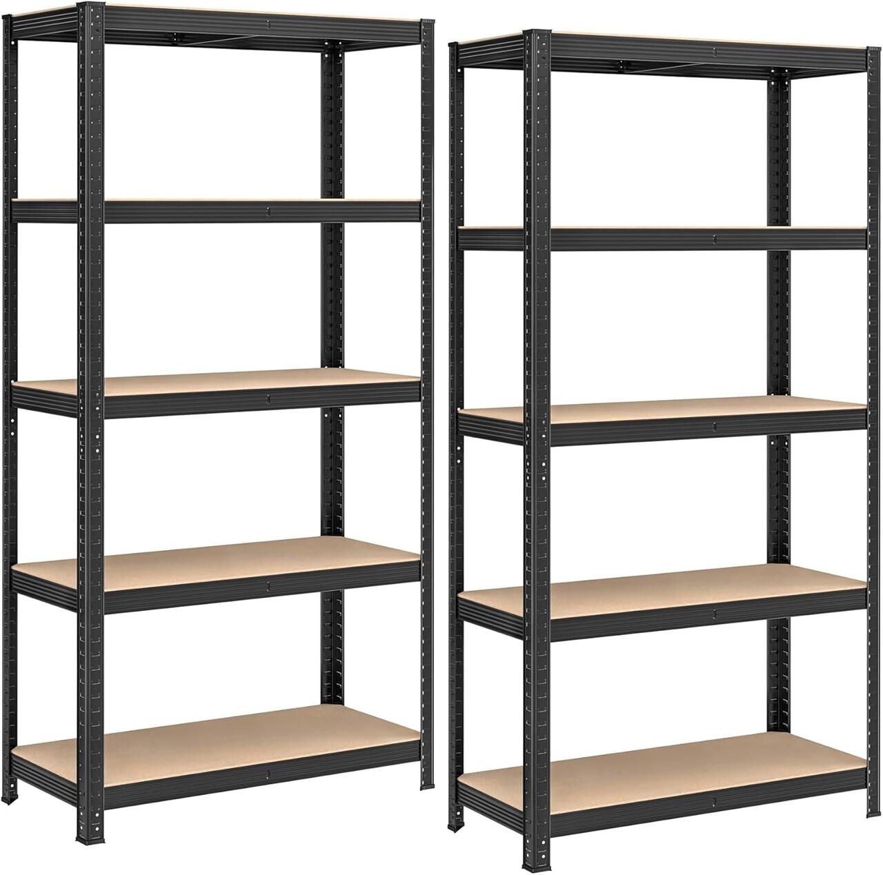 Set 2 rafturi modulare pentru depozitare, Songmics Heavy-Duty, max 875 kg, 90x40x180 cm, MDF/otel, negru - 1 | YEO