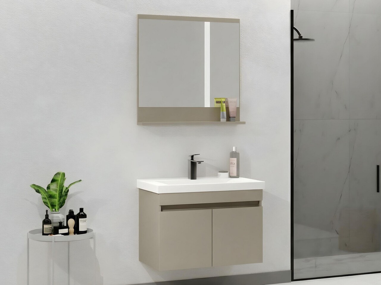 Set mobilier de baie (2 piese), Hanah Home, Pace 80, Latte - view 2