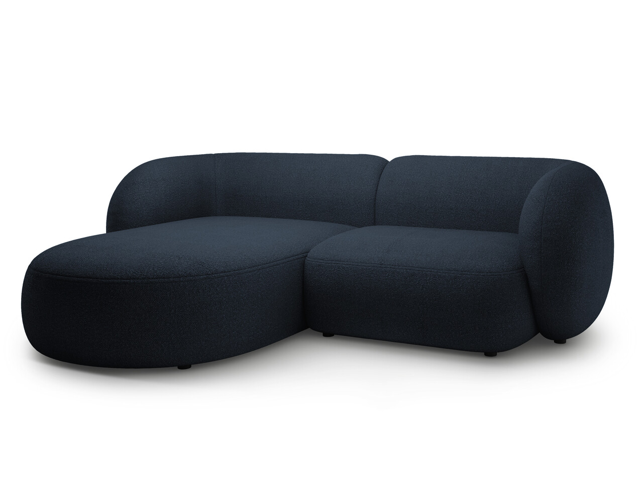 Coltar stanga 2 locuri, Kate, Micadoni, 255x176x76 cm, tesatura boucle, albastru inchis - 1 | YEO