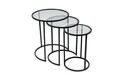 Set masute 3 piese, Caliente, Alya, Negru/Transparent