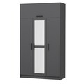 Dulap pentru haine, Minerva, Minar 255, 135x255x52 cm, PAL, Antracit