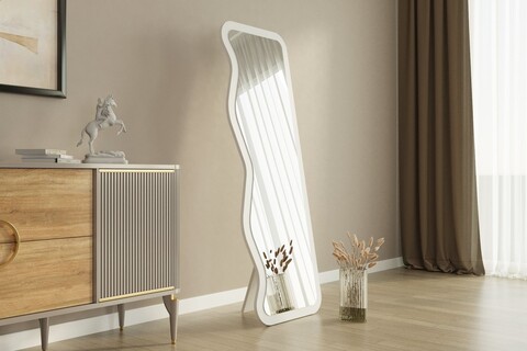 Oglinda decorativa, Siam, Asel, 50x160x2.2 cm, MDF , Alb