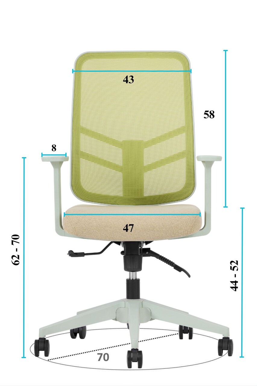 Scaun de birou, Hanah Home, Leto 108, 62x108x68 cm, Plastic, Verde - view 8