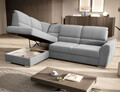 Coltar extensibil stanga 3 locuri ELTAP, LT-03NU, Siber, 270x186x93 cm, lemn/poliester, gri deschis