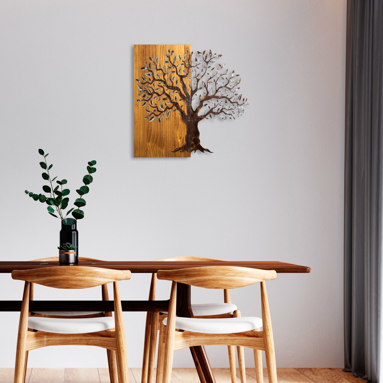 Decoratiune de perete, Mysterious Tree, Lățime: 60 cm Înălțime: 58 cm Adâncime: 3 cm, Multicolor - view 4