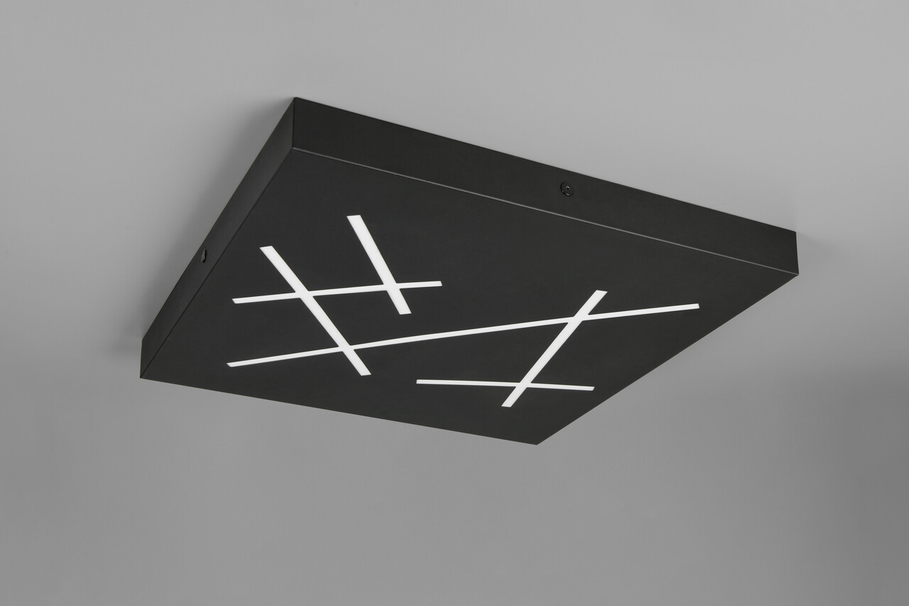 Plafoniera Snip, TRIO, 50x50x5 cm, 24W, 1x SMD, metal, negru mat