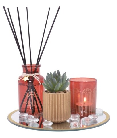 Set aromaterapie Moonlight, 6 piese, sticla, rosu
