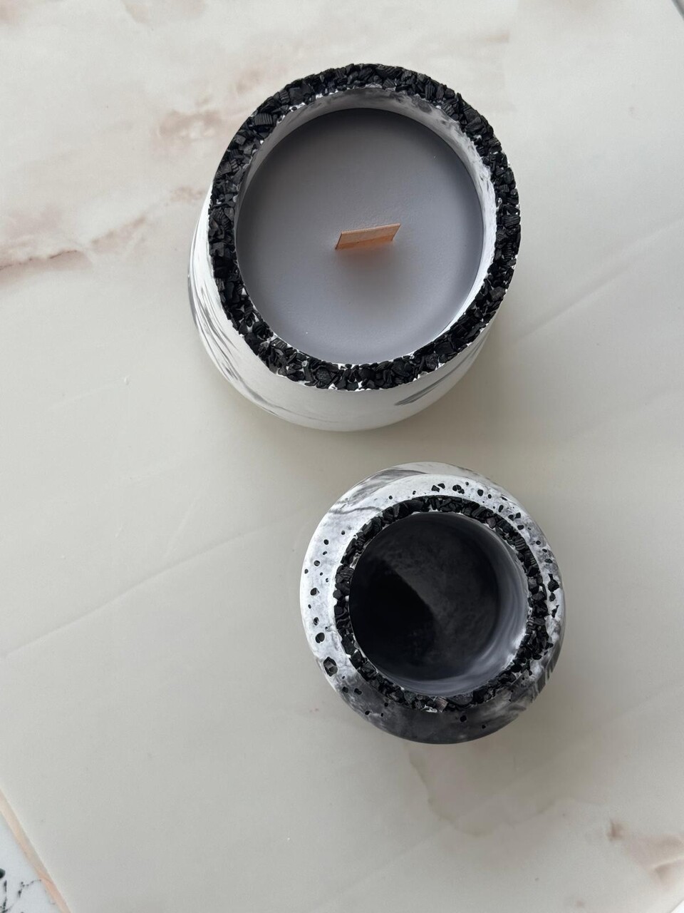 Set de lumanari, Glamour Candle 43ST, 100% SOIA, Gri/Alb - view 2