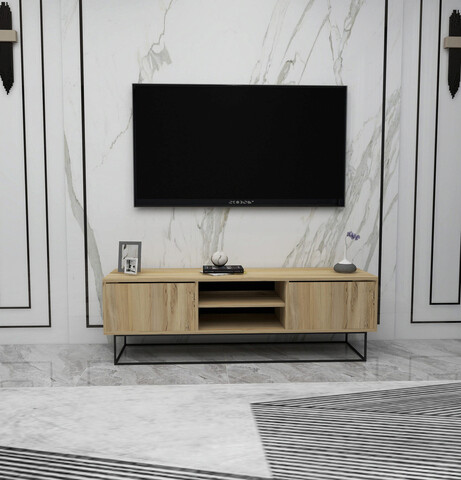 Comoda tv, kalune design, escape 140, 140x50x40 cm, pâslă / negru 