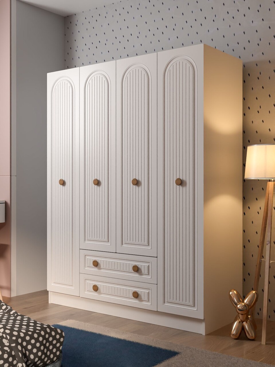 Dulap pentru haine Hanah Home Tavero 140x180x54 cm PAL Alb