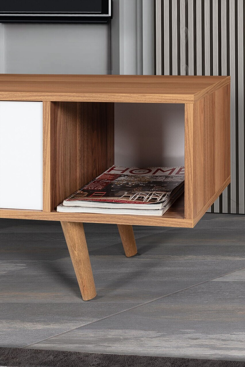 Comoda TV, Hanah Home, Mesir 3626, 160x47x35 cm, PAL, Nuc/Alb — imaginea 5