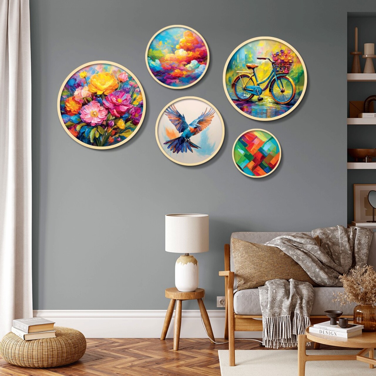 Tablou decorativ (5 Pieces), Iaht-17, Dimensiuni: 43,5 x 43,5 cm (1 bucată), Multicolor - view 2