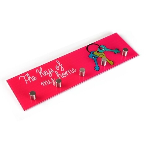 Cuier llaves rosa, versa, 40x3x12 cm, sticla, roz