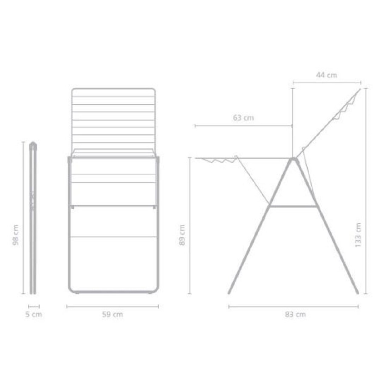 Uscator de rufe, Brabantia, Hangon Fresh, 20 m capacitate de uscare, otel, alb