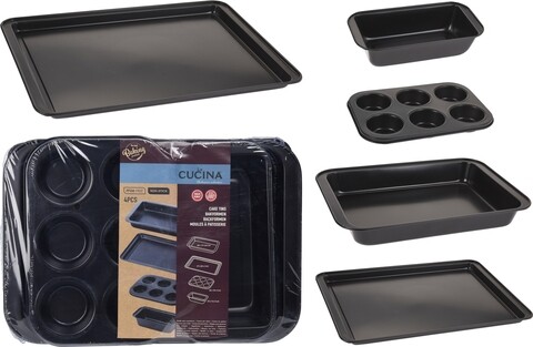 Set 4 tavi pentru copt, otel, negru
