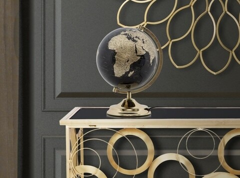 Decoratiune luminoasa Globe Globe, Mauro Ferretti, Ø25x38 cm, 1 x 40W, negru/auriu