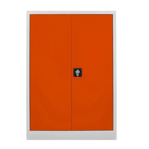 Dulap de depozitare cu incuietoare, Shelvoria, Js1002Tu, 92x130x40 cm, Otel, Gri / Portocaliu