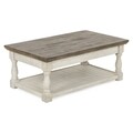 Masuta cafea lift top, Havalance, L.121 l.71 H.48/66, lemn de pin/pal, alb antichizat/grej
