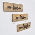 Set 3 decoratiuni de perete Love Live Laugh, Elvila Originals, 40x14 cm, handmade, lemn de molid
