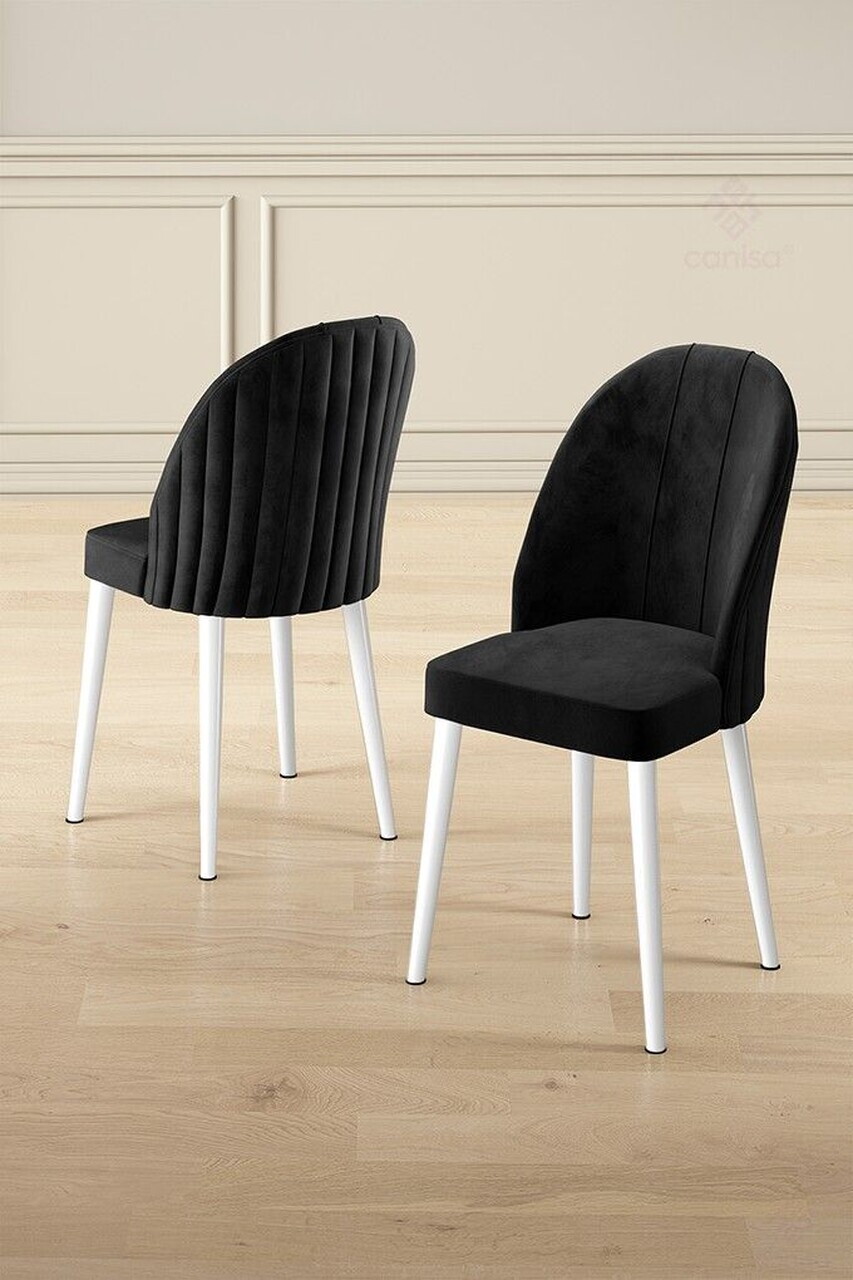 Set scaune 2 piese, Hanah Home, Mara, Alb/Negru