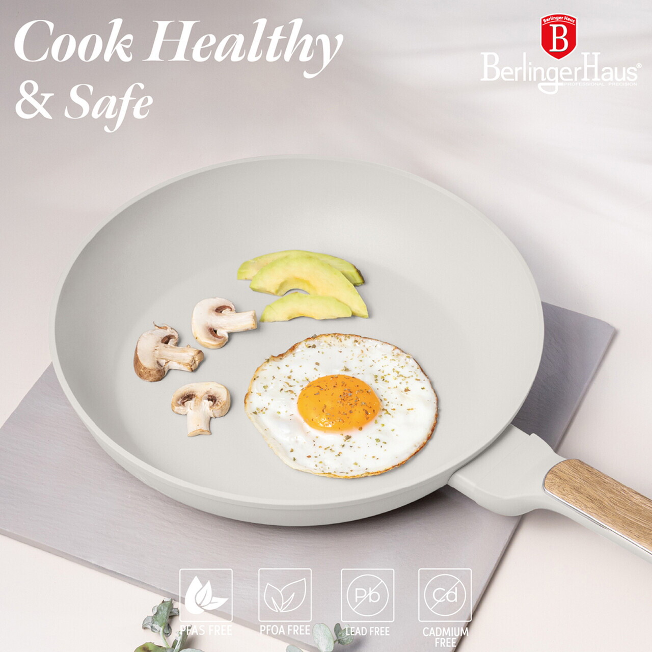 Set pentru gatit Berlinger Haus, Sahara Nordic, 15 piese, aluminiu forjat, crem mat/natur - imagine 7