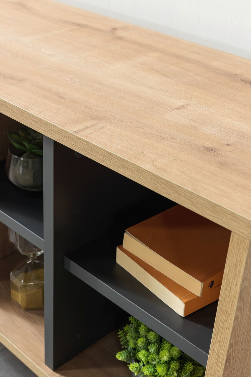 Comoda TV, Hanah Home, Şile 3109, 100x60x35 cm, PAL, Stejar safir / Antracit — imaginea 6
