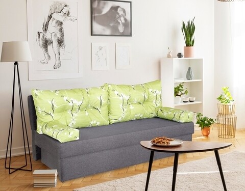 Canapea extensibila Alfi Grey 192x80x77 cm cu lada de depozitare, Jasmine Flower Bedora