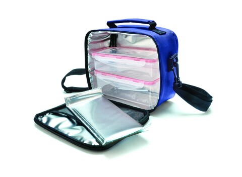 Set geanta termoizolanta pentru pranz si 2 caserole 0.6 L + 0.8 L Classic, Iris Barcelona, 21x11.5x20 cm, poliester, albastru
