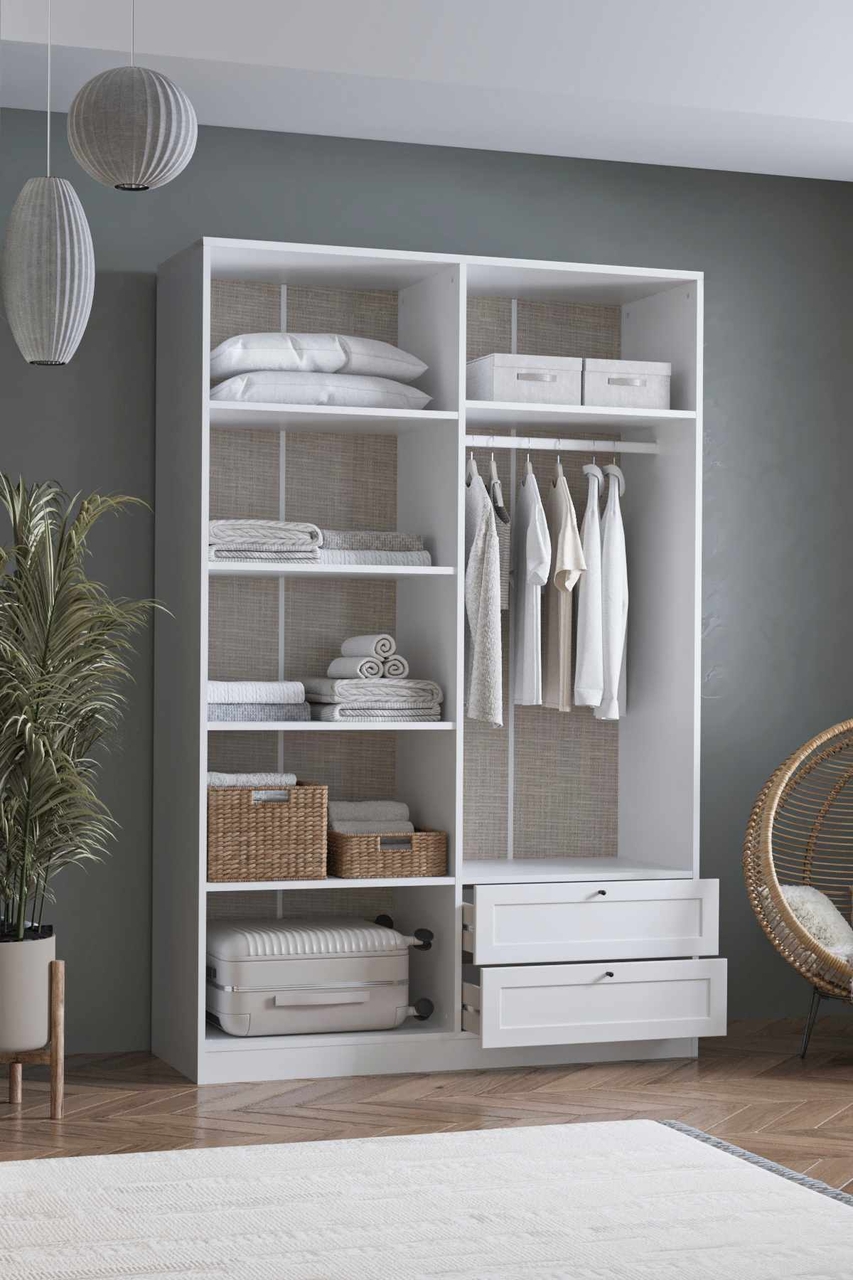 Dulap pentru haine, Hanah Home, Terra 210, 137x210x52 cm, Alb - view 5