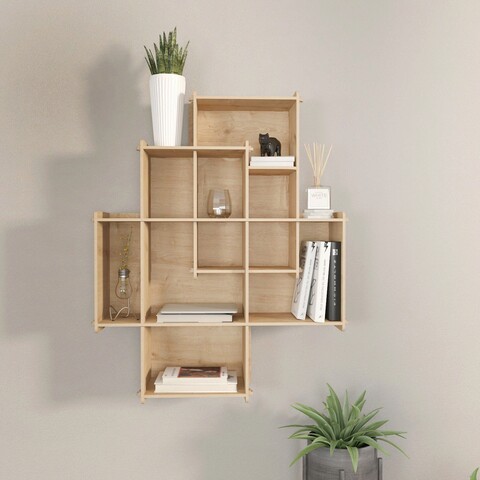 Raft de perete, zena home, adis, 70x88.7x21 cm, pal, stejar