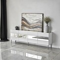 Comoda TV, Neostill, Leon, 180x59x35 cm, PAL, Alb / Argintiu