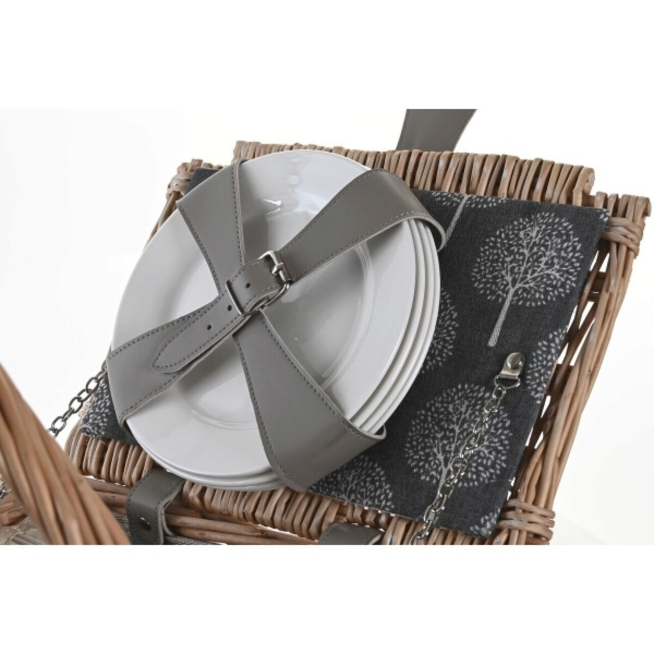 Cos De Picnic Pentru 4 Persoane, DKD Home Decor, 40 X 28 X 19 Cm, Rachita, Natural/gri