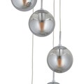 Lustra, Aldos, H.75-160 D.35 cm, 5 x E27, 40W, metal/sticla, argintiu/fumuriu