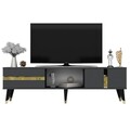 Comoda TV, Olivia, Vania, 150x29.6x50 cm, PAL , Antracit / Aur