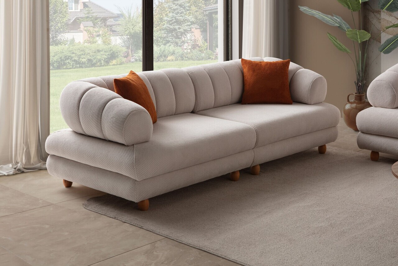 Canapea 3 locuri, Atelier del Sofa, 752EST1156, Lemn de carpen/PAL melaminat, Bej - view 2