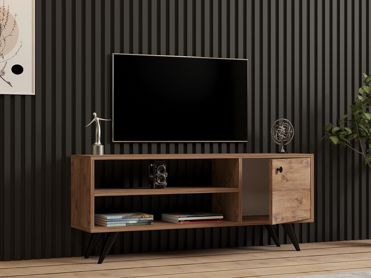 Comoda TV, Puqa Design, Jena, 120x50x29 cm, PAL, Maro - 2 | YEO