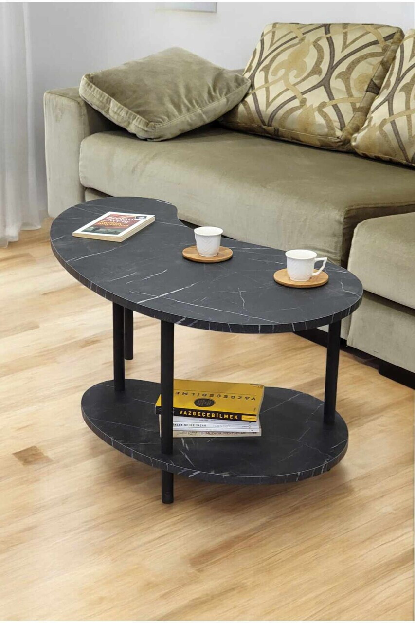 Masuta de cafea, Hanah Home, Peka-0021, 100x43x48 cm, PAL, Marmura — imaginea 3