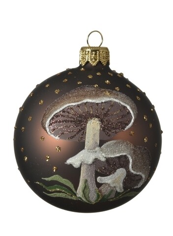 Glob Mushroom, Decoris, Ø8 cm, sticla, maro inchis