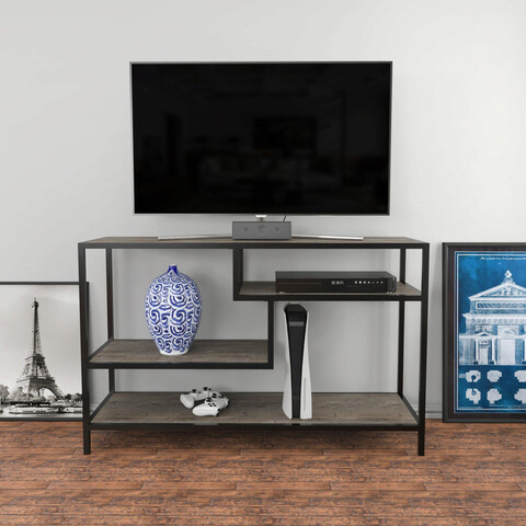 Comoda tv, retricy, robbins, 120x39x75 cm, pal, negru / gri închis
