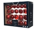 Cutie cu 42 globuri asortate Red mix, Decoris, plastic, rosu