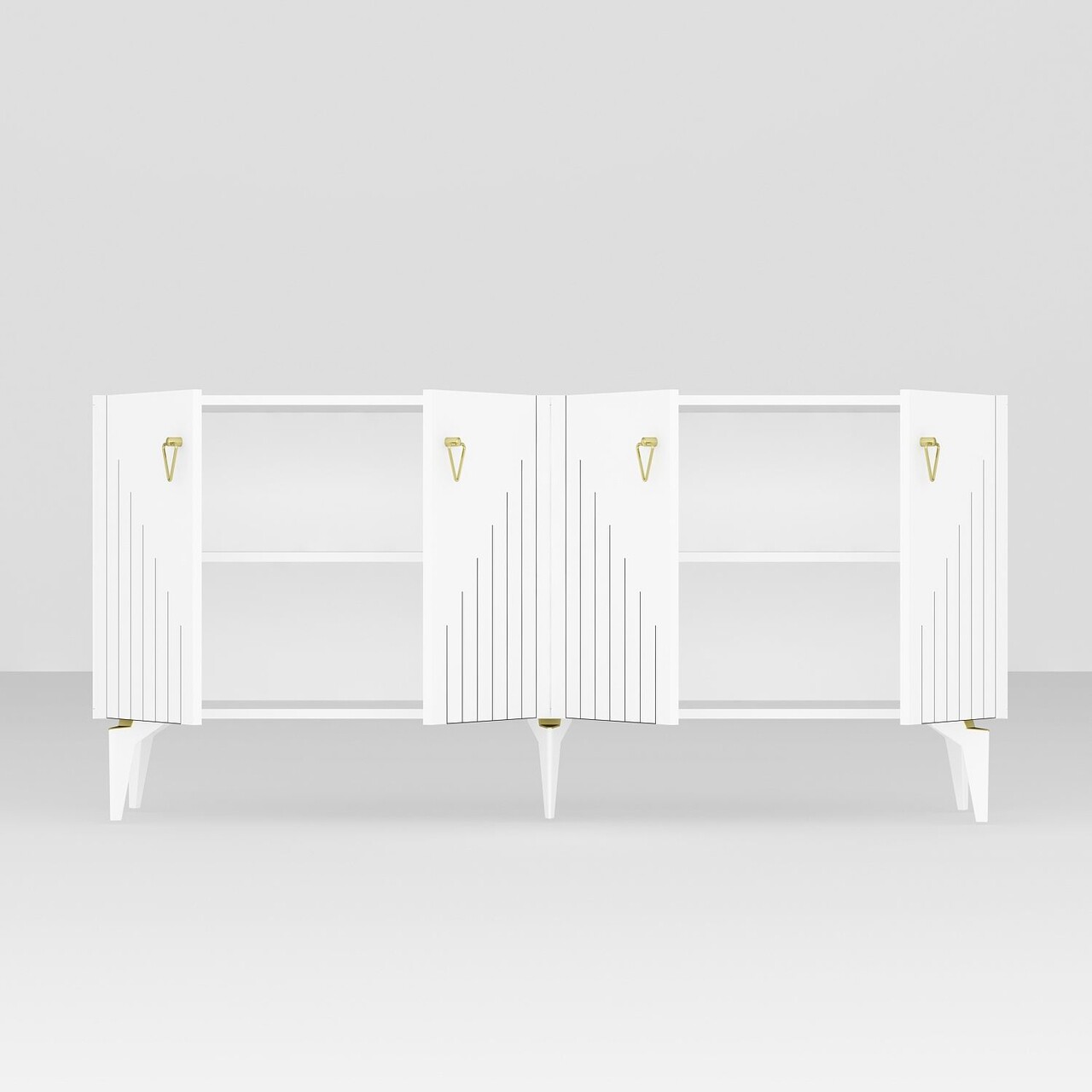 Consola, Hanah Home, Meda, 150x79x40 cm, PAL , Alb/Auriu - view 6