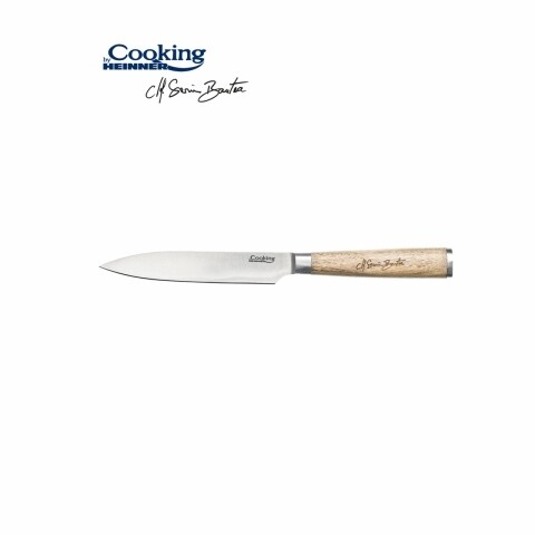 Cutit universal, Cooking by Heinner, 12.5 cm, inox/lemn de salcam, argintiu/natur