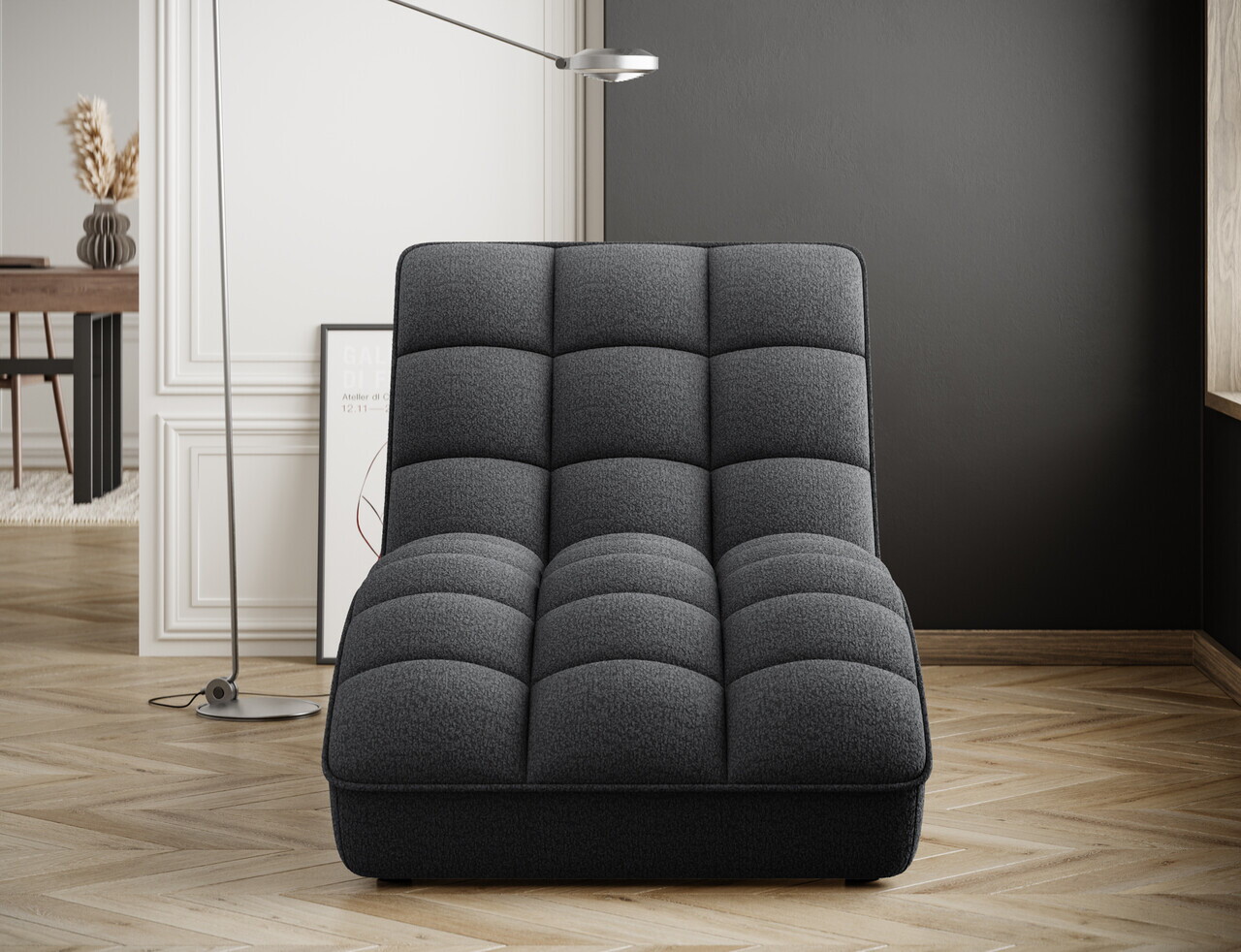 Sezlong living ELTAP, LOR-05ROY, Loren, 170x85x85 cm, poliester, gri inchis - view 3