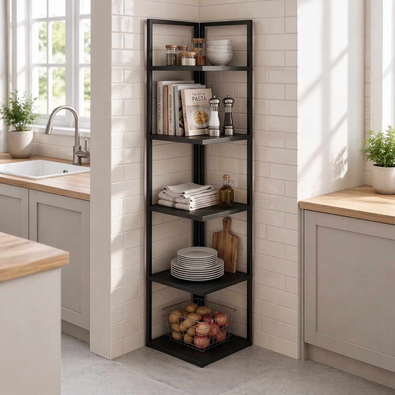 Corp biblioteca Hanah Home Wally 35.8x180.1x35.8 cm PAL Negru
