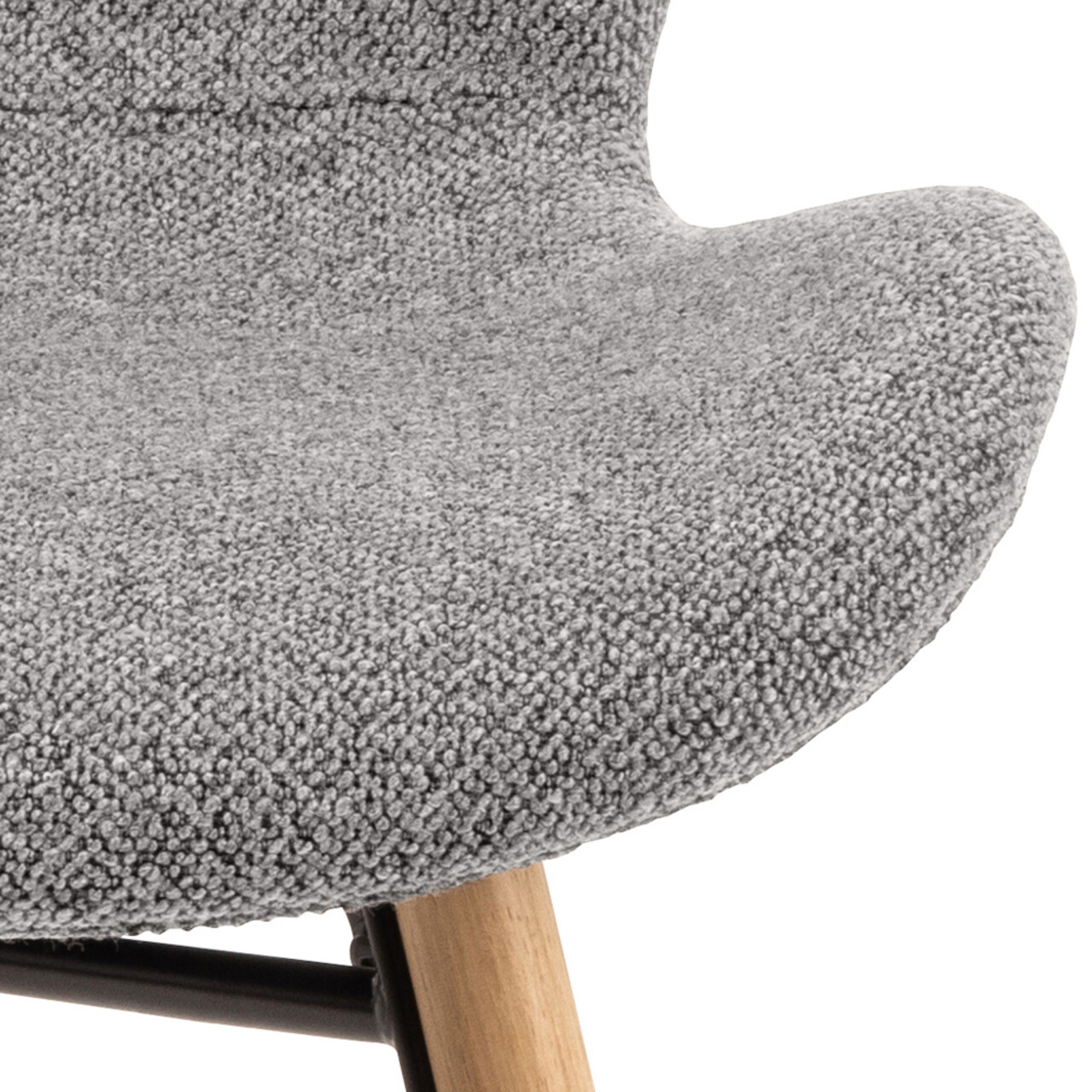 Scaun Batilda -A1, Actona, 47x53x82.5 cm, tesatura Boucle/lemn de stejar, gri