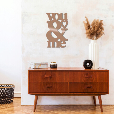 Decoratiune de perete, You & Me, Metal, Dimensiune: 29 x 49 cm, Cupru