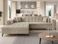 Coltar extensibil stanga 4 locuri ELTAP, Sol-13, Solange, 292x196x84 cm, lemn/poliester, bej deschis