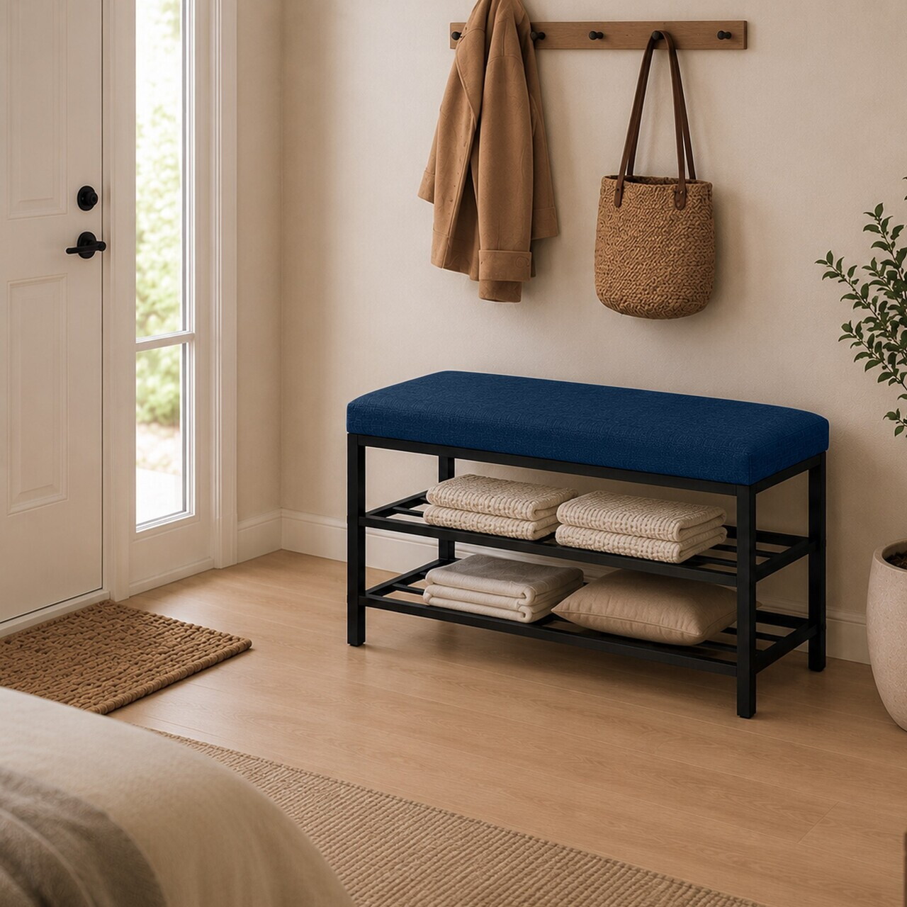 Pantofar, Hanah Home, Lotus, 30x47x75 cm, Albastru navy — imaginea 2