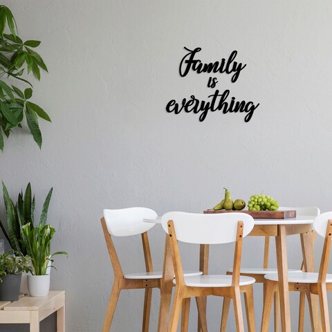 Decoratiune de perete, family is everything, mdf, family: 46 x 25 cm, negru