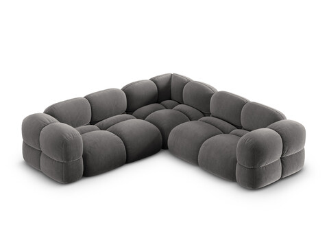 Coltar simetric 4 locuri, Loretto, Cosmopolitan Design, 250x250x68 cm, catifea, gri